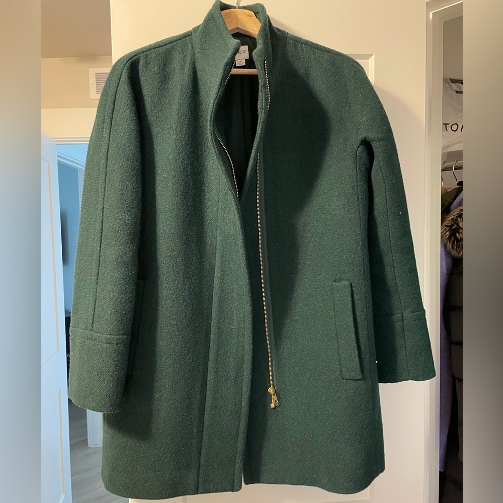 Like New J. Crew j crew j.crew Cocoon Coat City Coat, dark green size 4